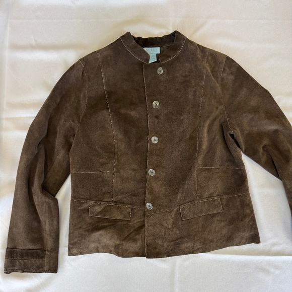 Sigrid Olsen Jackets & Blazers - Sigrid Olsen SO Blue Suede Jacket Dark Brown Size L